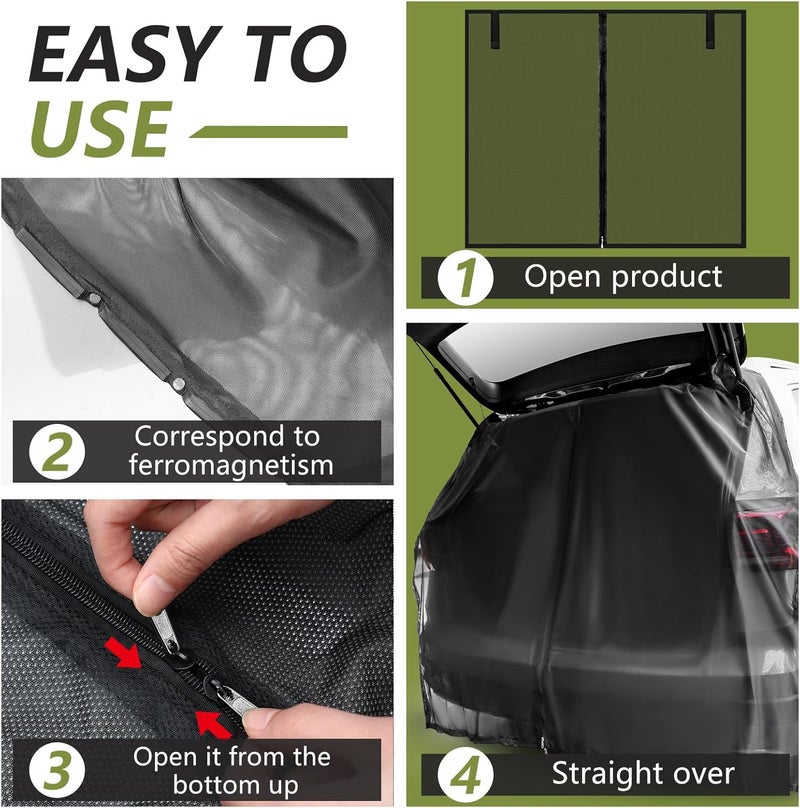 Yahenda 6 Pcs SUV Tailgate Mesh Screen Set Includes SUV Mosquito Net 4 Pcs Front Rear Window Shades Sunroof Breathable Roof Cover Car Camping Essentials for Sleep Traveling Camping(X-Large) - Image 4